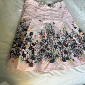 Ellen Tracy Pink Circle & Floral Skater Skirt